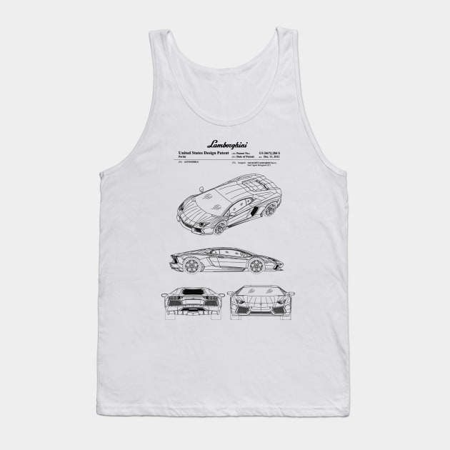 Lamborghini Aventador Patent Black Tank Top by Luve